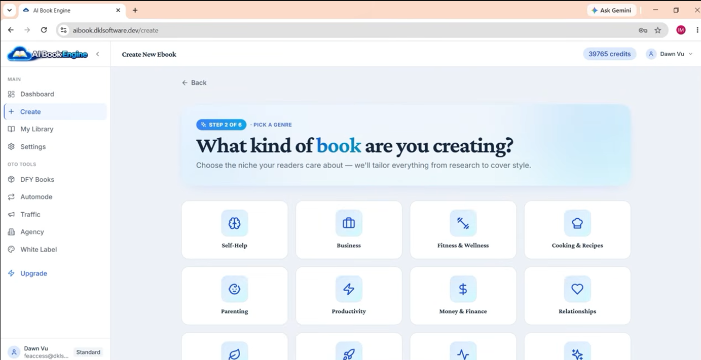 AI Book Engine Ebook Output Generation Screen