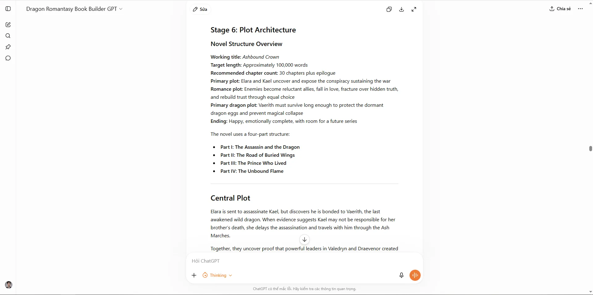 Plot architecture — 30 chapters plus epilogue across four parts