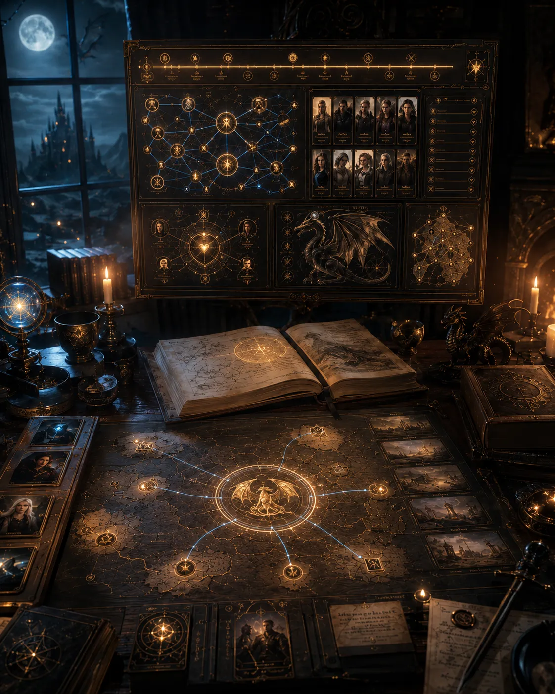 Continuity locked — master story bible, timeline, character cards and dragon lore in sync