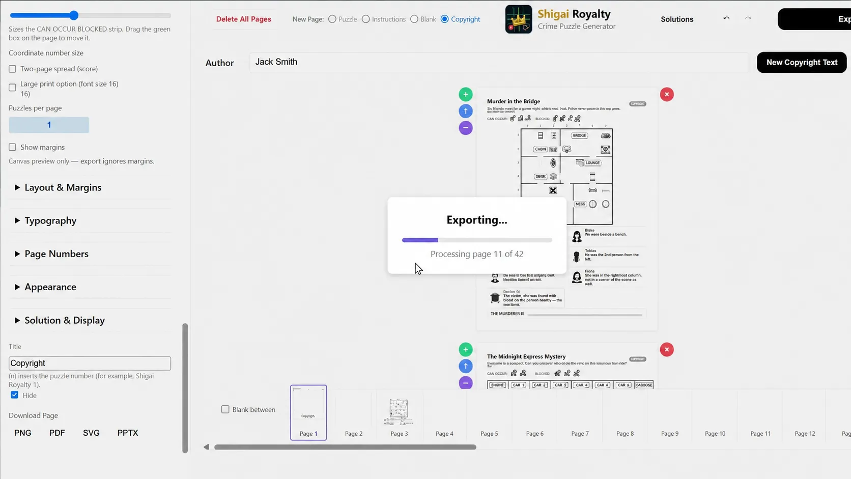 Shigai Royalty Review — KDP page designer bulk export in progress