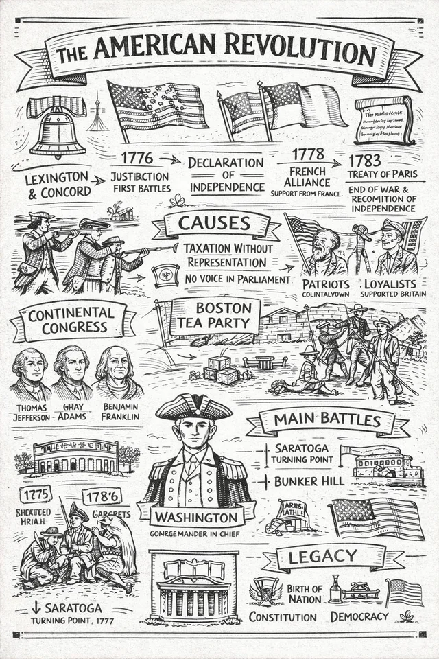 Sketchnote poster — American Revolution